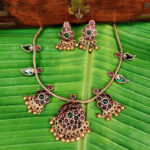 Royal Peacock Charm Necklace Set (Ruby)