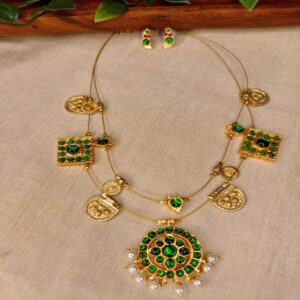 Emerald Bloom Layered Charm Necklace
