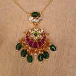 Emerald Crescent Kundan Pendant