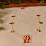 Kemp Ruby Square Pendant Wire Necklace