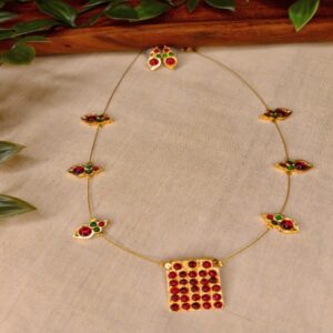 Kemp Ruby Square Pendant Wire Necklace
