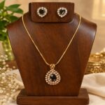 Midnight Tear Drop Pendant & Earring Set