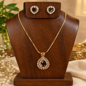 Midnight Tear Drop Pendant & Earring Set